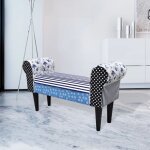 Banc design avec patchwork bleu et blanc vidaxl Banc design avec patchwork bleu et blanc vidaxl