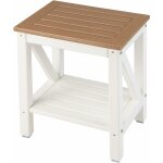 Goplus banc de douche tanche, 43 cm x 32 cm x 47 cm, tabouret de salle de bain avec tagre de rangement ...