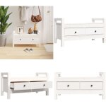 Vidaxl - banc d'entrée blanc 80x40x43 cm bois de pin massif - banc d'entrée - banc coffre - meuble d'entrée ... Vidaxl - banc d'entrée blanc 80x40x43 cm bois de pin massif - banc d'entrée - banc coffre - meuble d'entrée ...
