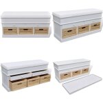 Banc d'entre et de rangement avec coussin 2 tiroirs blanc - banc coffre - banc rangements - meuble rangement ...