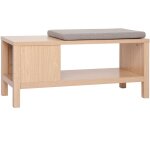 Miliboo - banc d'entr�e avec rangement finition bois clair ch�ne avec coussin banquette gr�ge l100 cm ...