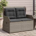 Banc inclinable de jardin avec coussins gris r�sine tress�e vidaxl