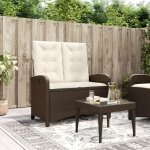Banc inclinable de jardin avec coussins marron r�sine tress�e vidaxl