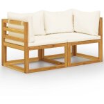 Banc de jardin � 2 places avec coussins blanc cr�me