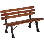 Banc de jardin 2 places style rural chic assise dossier � lattes bois sapin lasur� ch�ssis fonte alu ...