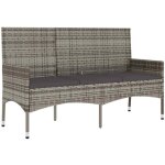Banc de jardin � 3 places avec coussins gris r�sine tress�e vidaxl