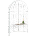 D�coshop26 - banc de jardin avec arche � rosiers en m�tal blanc vieilli style vintage mdj10183