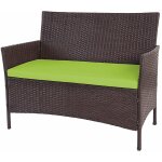 D�coshop26 - banc de jardin banquette en polyrotin marron chin� avec coussin vert mdj04137