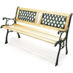 Bigb - banc de jardin bois et fonte 122 cm x 54 cm x 74 cm - motif 2 grilles