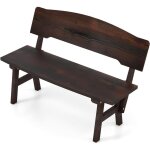 Costway - banc de jardin en bois massif de sapin, banc de terrasse  2 places avec assise  latte, sige ...
