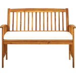 Banc de jardin avec coussins 119 cm bois solide d'acacia