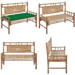 Banc de jardin avec coussin 120 cm bambou - banc de jardin - banc en bambou - mobilier de jardin - chaise ...
