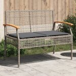 Vidaxl - banc de jardin avec coussin gris rsine tresse et acacia