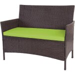 Hegele - banc de jardin halden en polyrotin, banquette, marron chin�, coussin vert