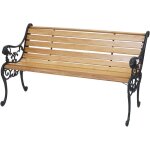 Banc de jardin hhg - 707, banc du parc, banquette en bois, fonte, 2 places, 125cm, 20kg, marron clair ...