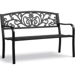 Yaheetech banc de jardin en m�tal ext�rieur mobilier de jardin fer forg� banc de parc vintage avec dossier ...