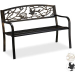 Relaxdays - banc de jardin, motif oiseau, 2 si�ges, vintage, jardin et balcon, acier, hlp : 87 x 127 ...