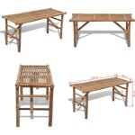 Banc de jardin pliable 118 cm bambou - banc de jardin - mobilier de jardin - banc pliable - bambou - ...