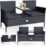 Banc de jardin en poly rotin banc 2 places avec table et coussins intégrés - 133 × 55 × 84 cm - rotin ... Banc de jardin en poly rotin banc 2 places avec table et coussins intégrés - 133 × 55 × 84 cm - rotin ...