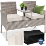 Banc de jardin en poly rotin banc 2 places avec table et coussins intégrés - 133 × 55 × 84 cm - rotin ... Banc de jardin en poly rotin banc 2 places avec table et coussins intégrés - 133 × 55 × 84 cm - rotin ...