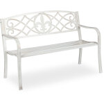 Relaxdays - banc de jardin, solide, en mtal, sige avec dossier en fonte pour l'extrieur, 86 x 127 ...
