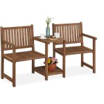 Banc de jardin avec table intégrée, 2 places, banquette, robuste, en bois, balcon, hlp : 86x161x61 cm, ... Banc de jardin avec table intégrée, 2 places, banquette, robuste, en bois, balcon, hlp : 86x161x61 cm, ...