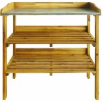 Inlife banc à jardinière avec 2 étagères bois massif d'acacia et zinc Inlife banc à jardinière avec 2 étagères bois massif d'acacia et zinc