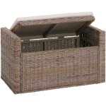 Hhg - banc m92 banc de vestiaire banc pouf, avec espace de rangement coussin kubu rotin 88cm, gris - ...