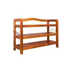 Le poisson qui jardine - banc et meuble  chaussures 85 cm : 3 niveaux. en acacia