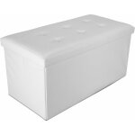 Todeco - banc pliant, ottoman avec espace de stockage, 76 x 38 x 38 cm, blanc, finition piqu�e et capitonn�e, ...