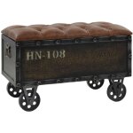 The living store - banc de rangement bois massif et similicuir 80, 5x41x50 cm - banc de rangement - banc ...