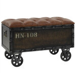 Banc de rangement bois massif et similicuir 80, 5x41x50 cm - fimei
