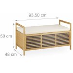 Banc de rangement en bois de noyer banquette assise coffre de rangement meuble  chaussure avec coussin ...