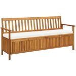 Maison chic - banc de rangement coffre de rangement avec coussin 170 cm bois d'acacia solide 50186