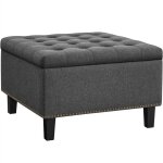 Banc de rangement coffre de rangement tissu repose - pieds pouvant supporter 136 kg gris clair - yaheetech ...