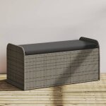 Vidaxl - banc de rangement avec coussin gris 115x51x52 cm rsine tresse