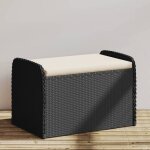 Vidaxl - banc de rangement avec coussin noir 80x51x52 cm rsine tresse