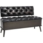 Banc de rangement avec dossier 110 cm noir similicuir