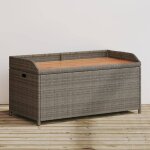 Banc de rangement gris r�sine tress�e et bois d'acacia