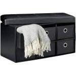 Banc de rangement hxlxp: 38 x 76 x 38 cm 6 compartiments amovibles tabouret pouf simili cuir pliant, ...