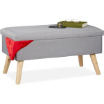 Relaxdays - banc de rangement, rembourr, pieds bois, banquette , coffre avec revtement tissu hxlxp:39x77x39c ...