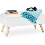 Relaxdays - banc de rangement, rembourr�, pieds en bois, coffre avec rev�tement en tissu 39, 5 x 79, ...