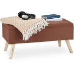 Relaxdays - banc de rangement, rembourr�, pieds en bois, coffre avec rev�tement en tissu 39, 5 x 79, ...