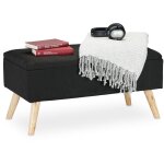 Relaxdays - banc de rangement, rembourr, pieds en bois, coffre avec revtement en tissu 39, 5 x 79, ...