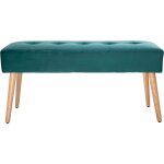Miliboo - banc scandinave capitonné en tissu velours bleu pétrole et bois clair l96 cm guesta Miliboo - banc scandinave capitonné en tissu velours bleu pétrole et bois clair l96 cm guesta