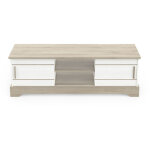 Pegane - banc tv coloris chêne kronberg / blanc - longueur 150 x profondeur 45 x hauteur 50 cm Pegane - banc tv coloris chêne kronberg / blanc - longueur 150 x profondeur 45 x hauteur 50 cm