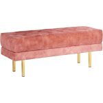 Banc en velours banquette de lit rembourr� glam pouf pieds en m�tal dor� rose roseville