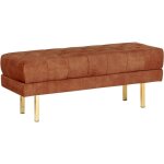 Banc en velours banquette de lit rembourr� glam pouf pieds en m�tal dor� rouge roseville