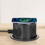 Bande de prises encastrable pour table, prise de table � 3 prises avec chargeur sans fil (2 usb 3. 1a, ...
