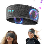 Bandeau de sommeil musical avec casque, bandeau de voyage �lastique doux filaire de bluetooth avec haut ...